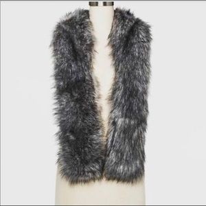 A New Day Faux Fur Dark Gray scarf NWT